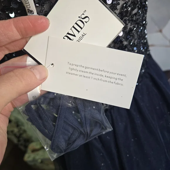 JULES & CLEO | Floral Encrusted Bodice Strapless Ball Gown in Navy sz 4 - Picture 7 of 15